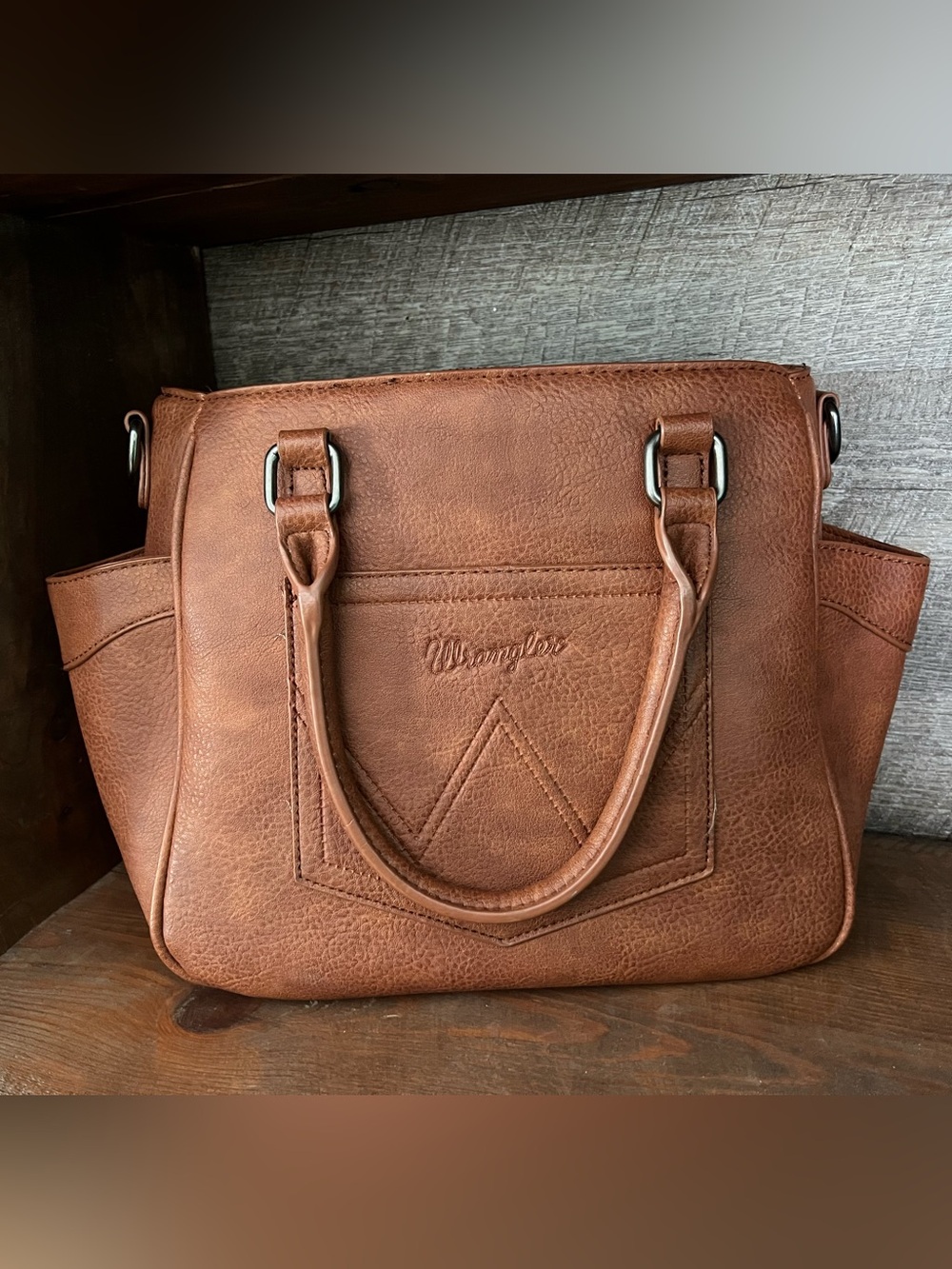 Wrangler Tan/Brown Women's Satchel with Dual Handles - Picture 2 of 2